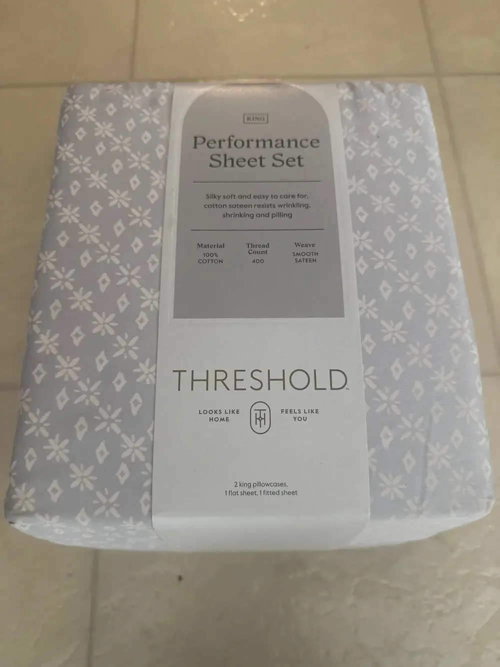 NEW King 400 Thread Count Christmas Holiday Threshold Performance Sheet Set